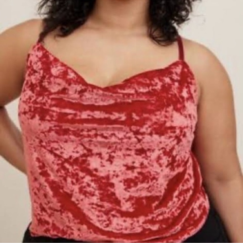 Torrid 4k velvet red cowl cami